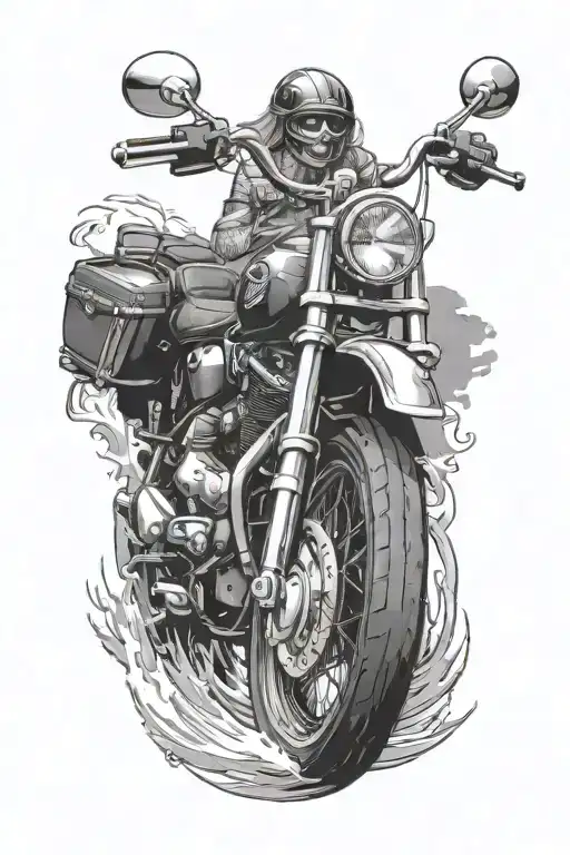 surf and harley davidson motorcycle tattoo design idea