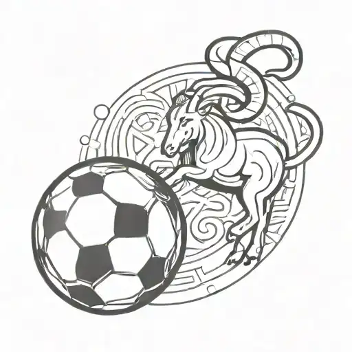 Aries sign and soccer ball print tattoo design idea