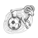 Aries sign and soccer ball print tattoo design idea