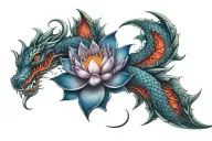 lotus with dragon intertwined tattoo design idea