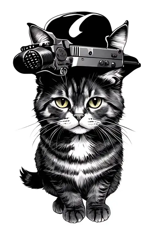 gun cats tattoo design idea