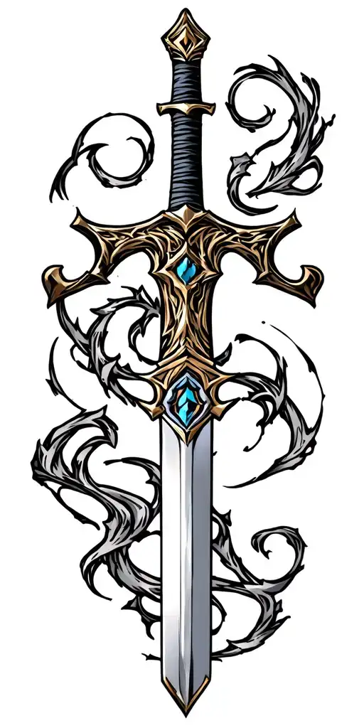 meliodas Nanatsu no taizai symbol and sword tattoo design idea