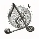 music note in pointillism and phrase "hakuna matata" surrounding the note tattoo design idea