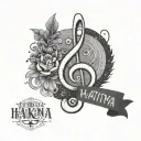 music note in pointillism and phrase "hakuna matata" surrounding the note tattoo design idea