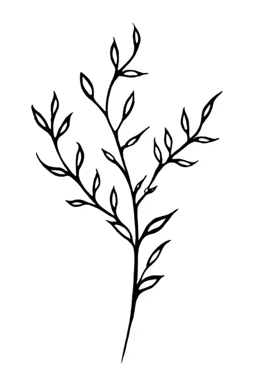 fine line stem no leaves tattoo design idea