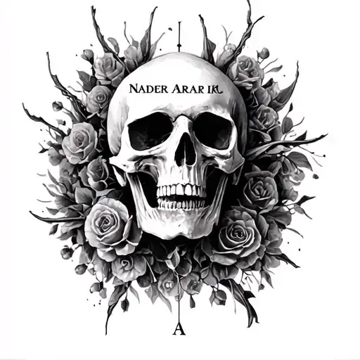 Design a tattoo with the theme of death using the nader aria words of a minimal way tattoo design idea