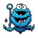 Cookie Monster with an anchor intertwined tattoo design idea