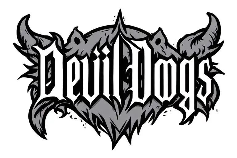 Devil dogs text tattoo design idea