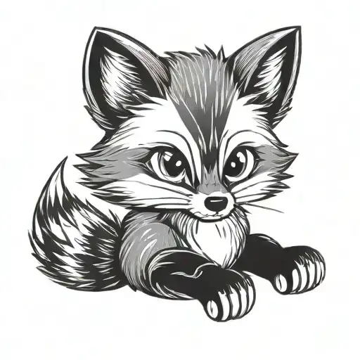 little fox from sonic with two tails sitting tattoo design idea
