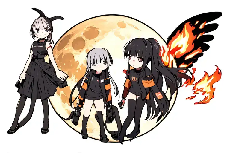 Soul eater anime moon, shinra from fire force and Maka and Soul from soul eater tattoo design idea