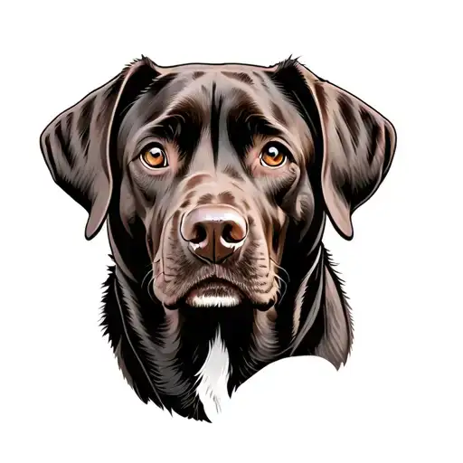 chocolate lab dog portrait tattoo design idea