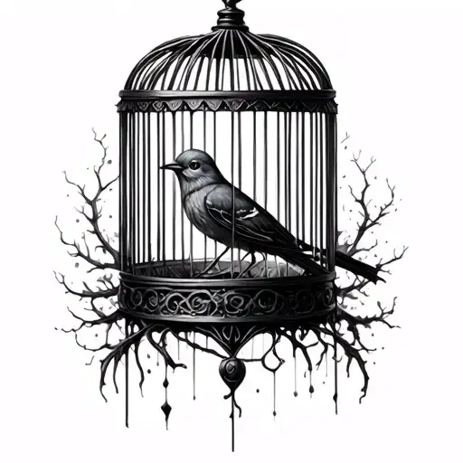 bird cage ocd mental illness meaningful tattoo design idea