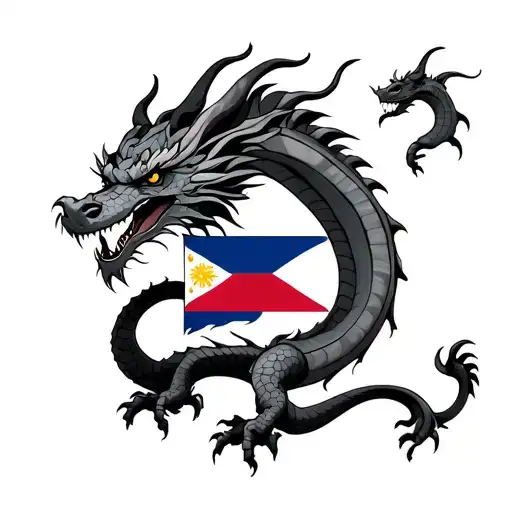 dragon with Filipino flag in the middle of the body tattoo design idea