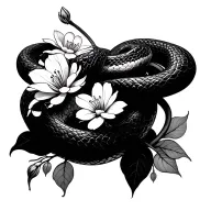 snake flowers tattoo design idea