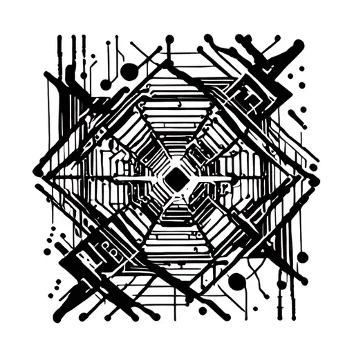 circuits and wires hanging form a web tattoo design idea