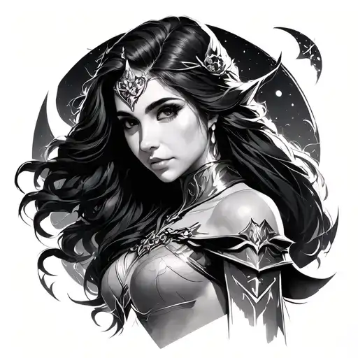 princess of the moon dota 2 hero tattoo design idea