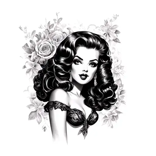 Black Pin Up Girl tattoo design idea