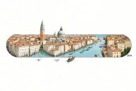 venice at night with bright lights tattoo design idea