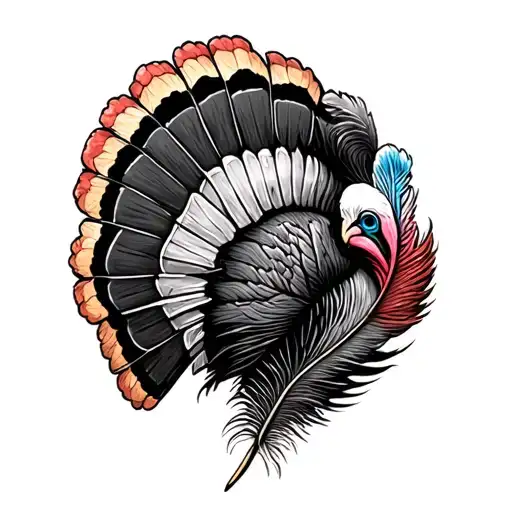 turkey feather and spurs tattoo design idea