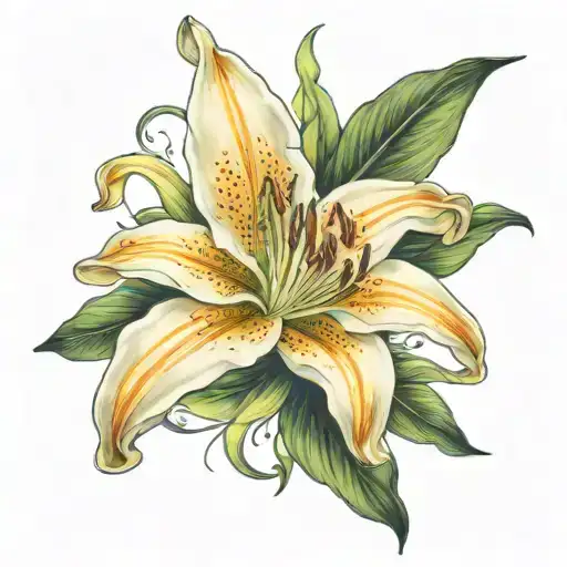 lily flower blooming tattoo design idea