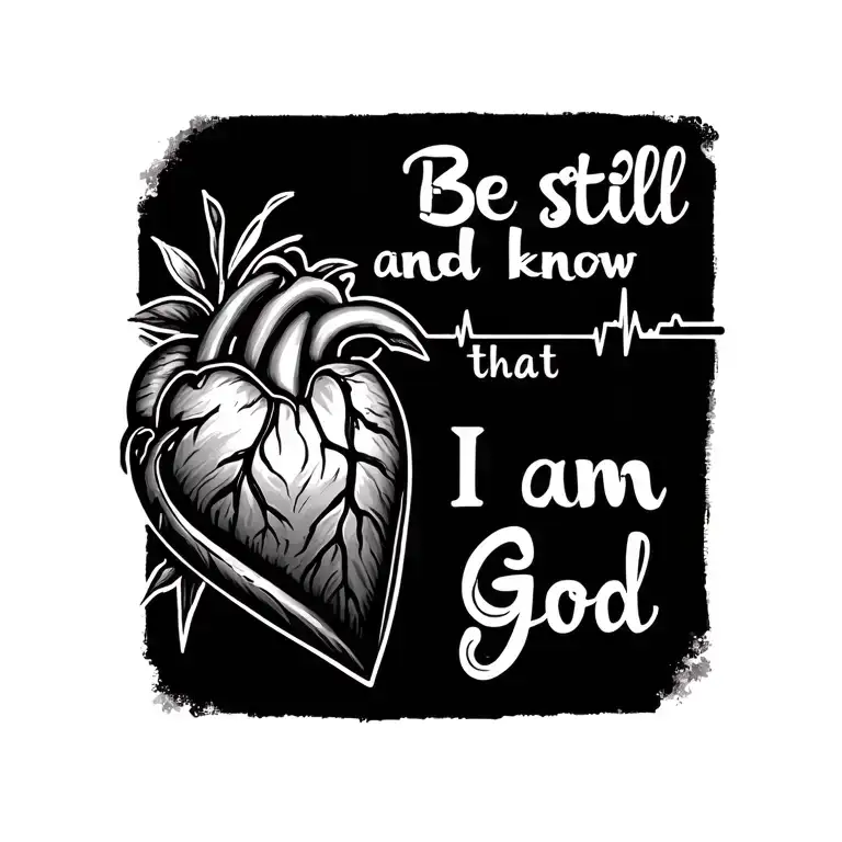 Be still and know that I am God with heartbeat line tattoo design idea