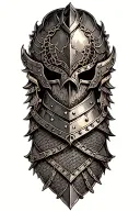 realistic tattooing armor with mix of plating chainmail arm sleeve wrap around. making it look like the skin is armor tattoo design idea