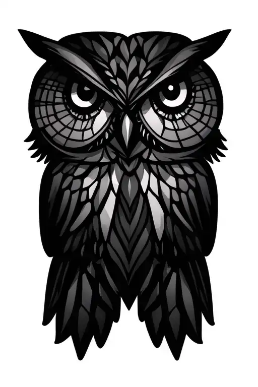 Geometric Owl butterfly surrounded tattoo design idea