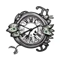 time is money bay area code surrounded tattoo design idea