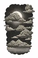 clouds fly with sunbeams tattoo design idea