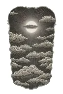 clouds fly with sunbeams tattoo design idea