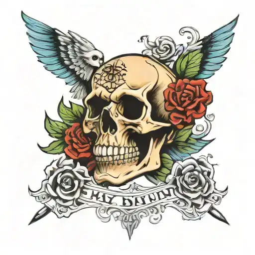 punk under my skin skull tattoo design idea