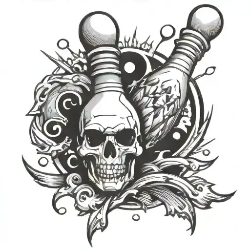 bowling pin punk tattoo design idea