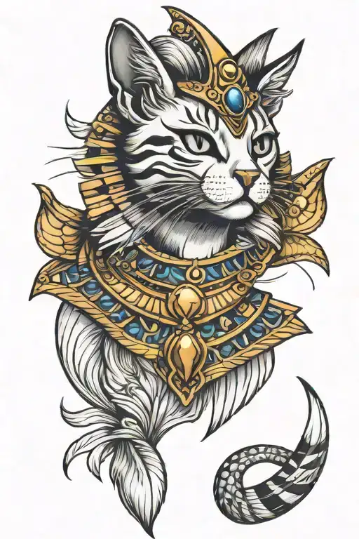 egyptian cat tattoo design idea