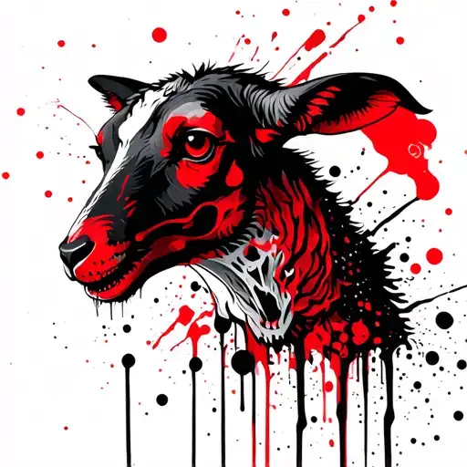 lamb wearing wolf skull tattoo design idea