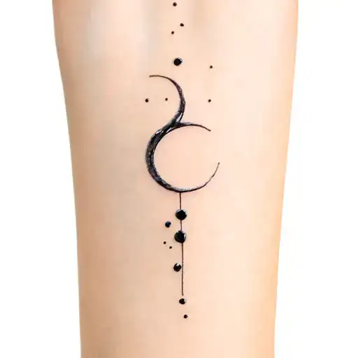 Line Tattoo Vertical - half moon, brave, healing tattoo design idea