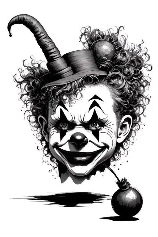 "₩ⱨɏ ɏ ɏɏ ₴₵₳ɽɇđ?" Clown and bomb tattoo design idea