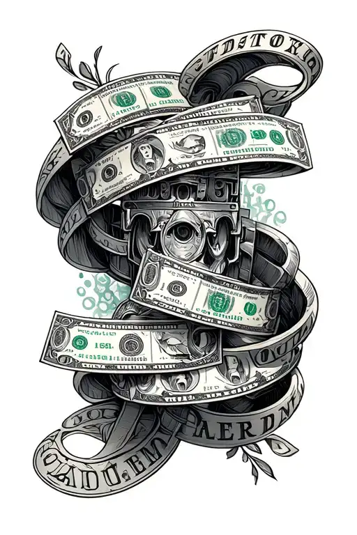 casino money travel engine intertwined tattoo design idea