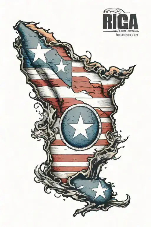 puerto rican flag tattoo design idea
