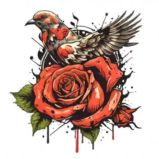 dove holding a rose tattoo design idea