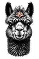 Alpaca with engagement ring surrounded tattoo design idea