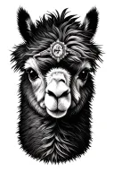 Alpaca with engagement ring surrounded tattoo design idea