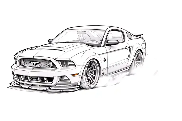2013 ford mustang drifting car leaving tattoo design idea