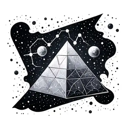 gemini constellation and pyramid tattoo design idea