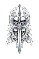 st michael sword sugar skulls surrounded tattoo design idea