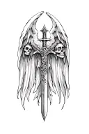 st michael sword sugar skulls surrounded tattoo design idea