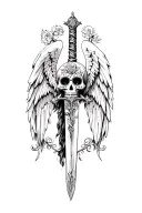 st michael sword sugar skulls surrounded tattoo design idea