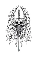 st michael sword sugar skulls surrounded tattoo design idea