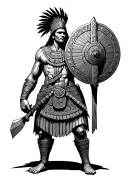 Aztec warrior holding a shield tattoo design idea
