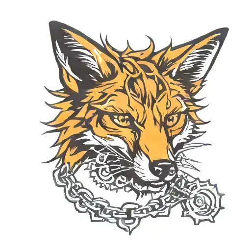 fox racing head and chain and sprocket tattoo design idea