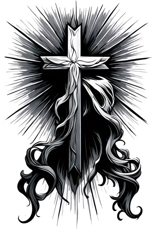 cross and rays of light tattoo design idea